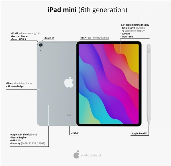 ipad mini 6渲染图曝光 预计售价3300元左右 